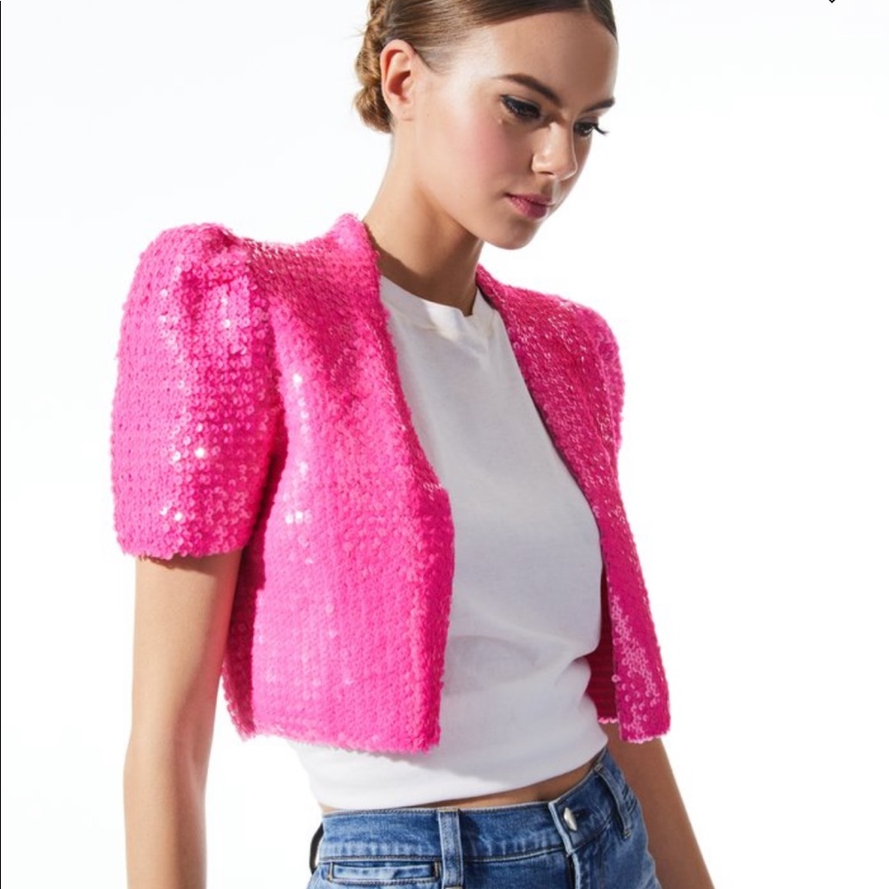 Alice + Olivia ‘Sherryl Sequin Jacket’ in French Rose size medium - Picture 2 of 7